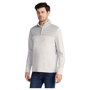 Calvin Klein Mens Quarter Zip Pullover Mock Neck Top Heather Gray Size L